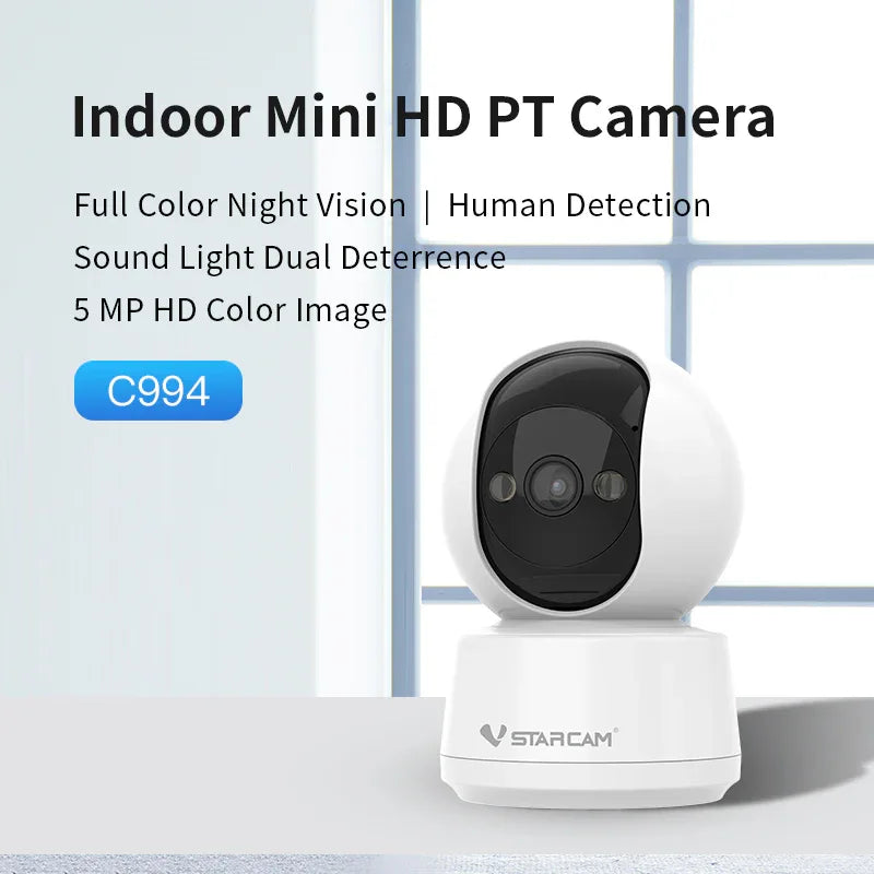 C994 | 5MP Dual-Band WiFi PT Camera - DIY Voice Alarm & Color Night Vision - Vstarcam