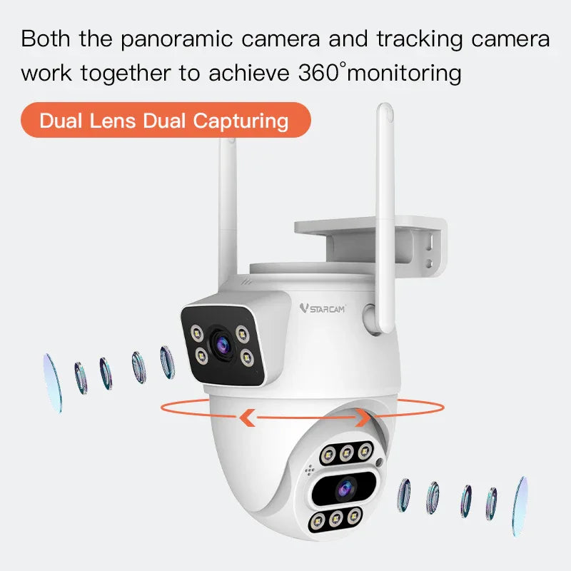 C661DR | Dual-Lens PTZ WiFi Camera - 360° Panorama & Auto Tracking Linkage - Vstarcam
