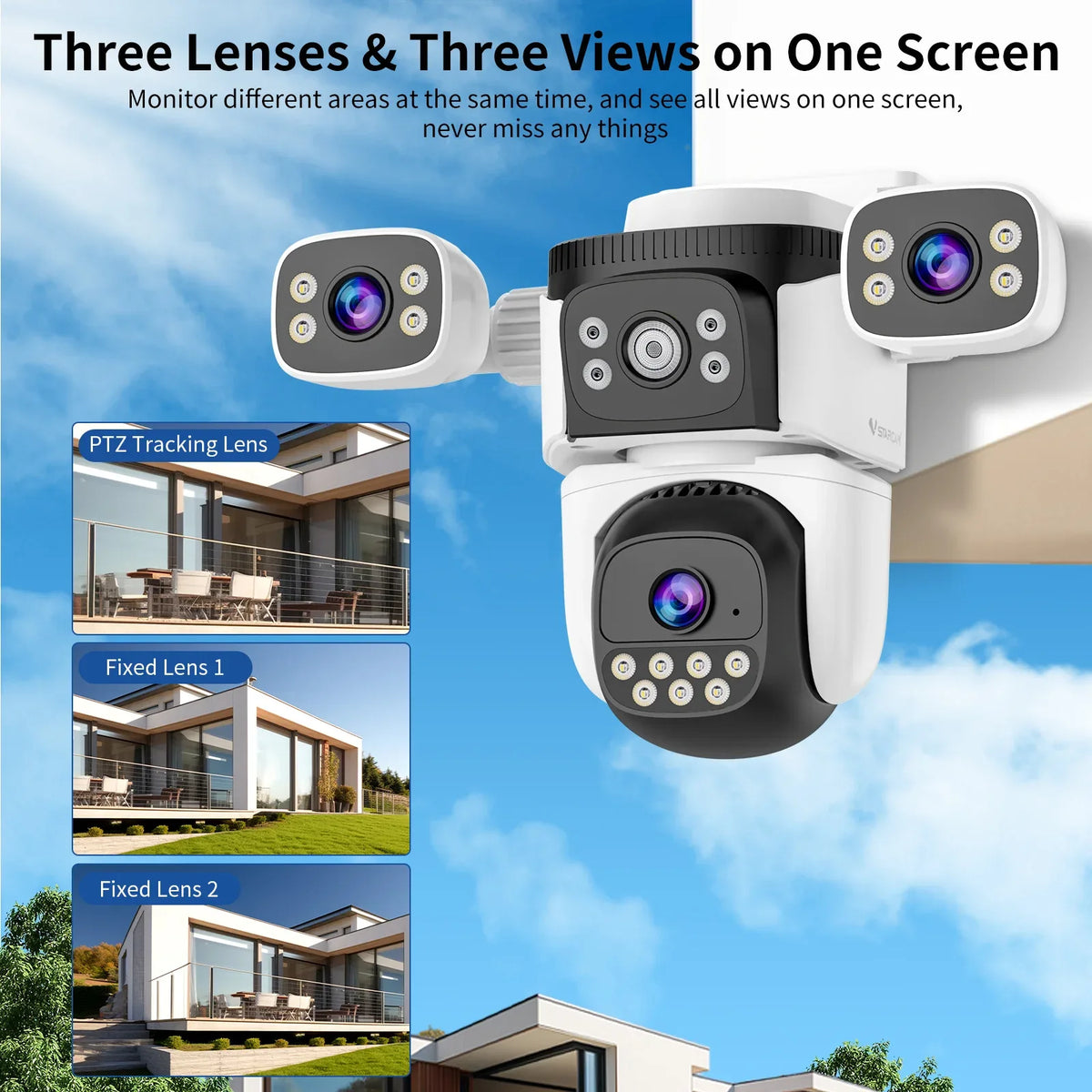 CS621SR | 6MP WiFi - 3-Lens Panoramic & PTZ Outdoor Camera - Vstarcam