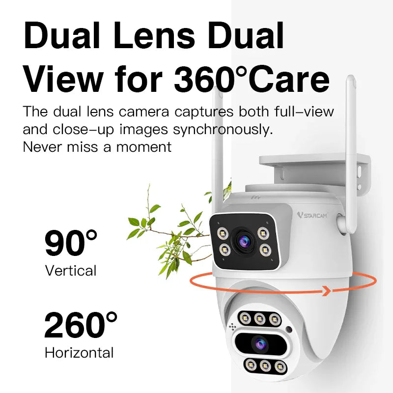 C661DR | Dual-Lens PTZ WiFi Camera - 360° Panorama & Auto Tracking Linkage - Vstarcam