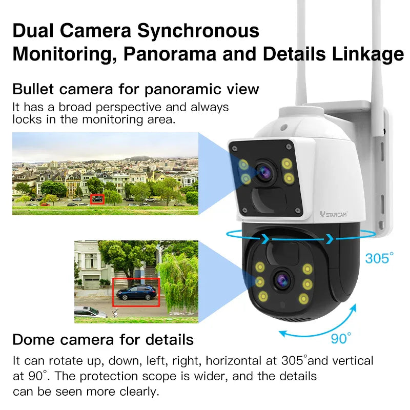 BG66DR | Dual-Lens 4G LTE Solar Camera - 10000mAh Battery & Low Power - Vstarcam