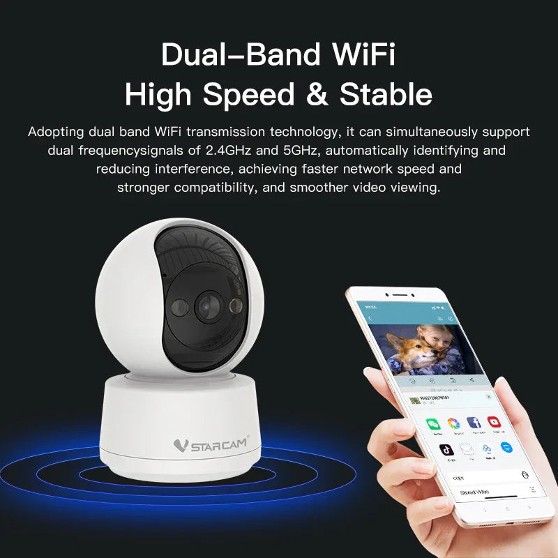 C994 | 5MP Dual-Band WiFi PT Camera - DIY Voice Alarm & Color Night Vision - Vstarcam