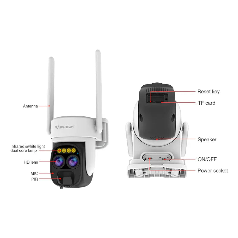 CB67D | 2K Solar Battery Camera - 5X Dual Lens Zoom, PIR Detection & PTZ Rotation - Vstarcam