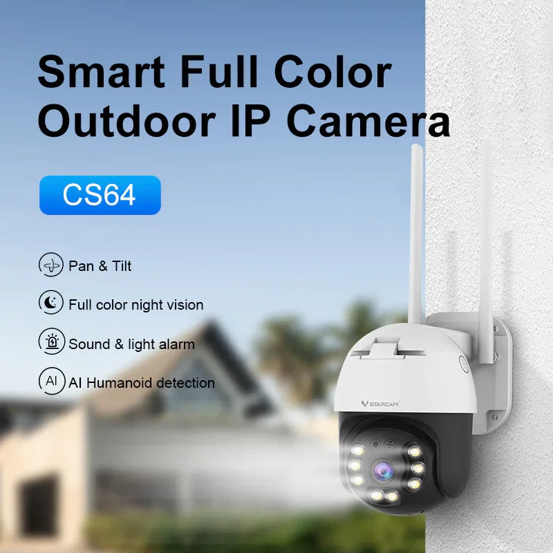 CS64 | 1080P WiFi PTZ Camera - AI Detection & Full-Color Night Vision - Vstarcam