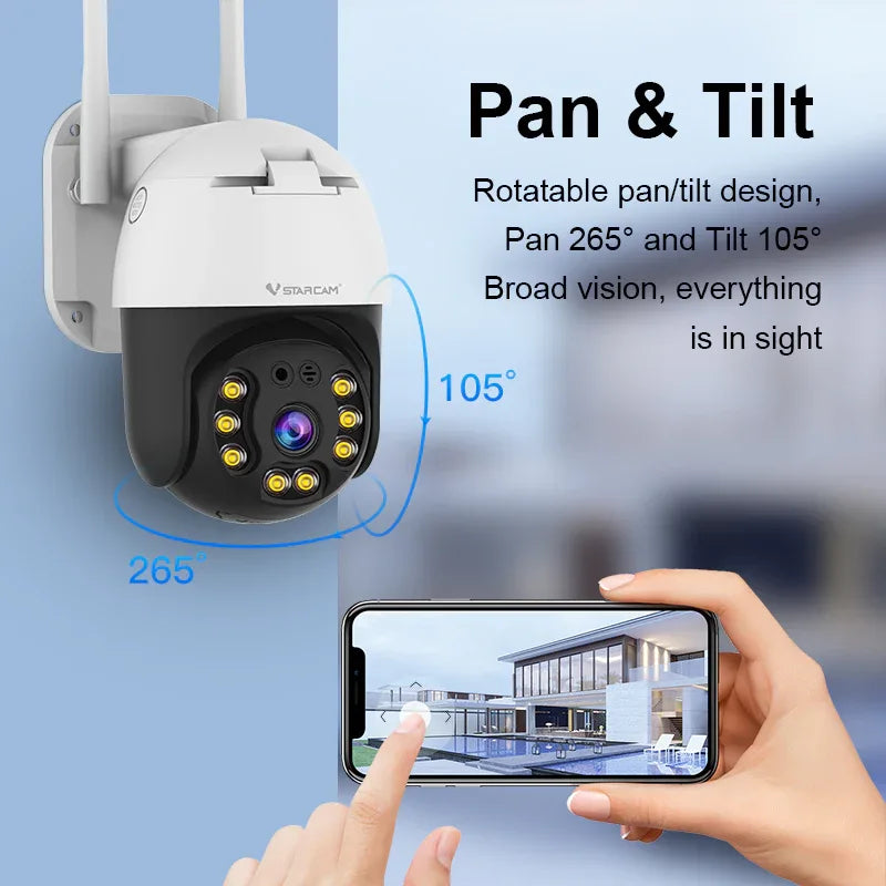CS64 | 1080P WiFi PTZ Camera - AI Detection & Full-Color Night Vision - Vstarcam