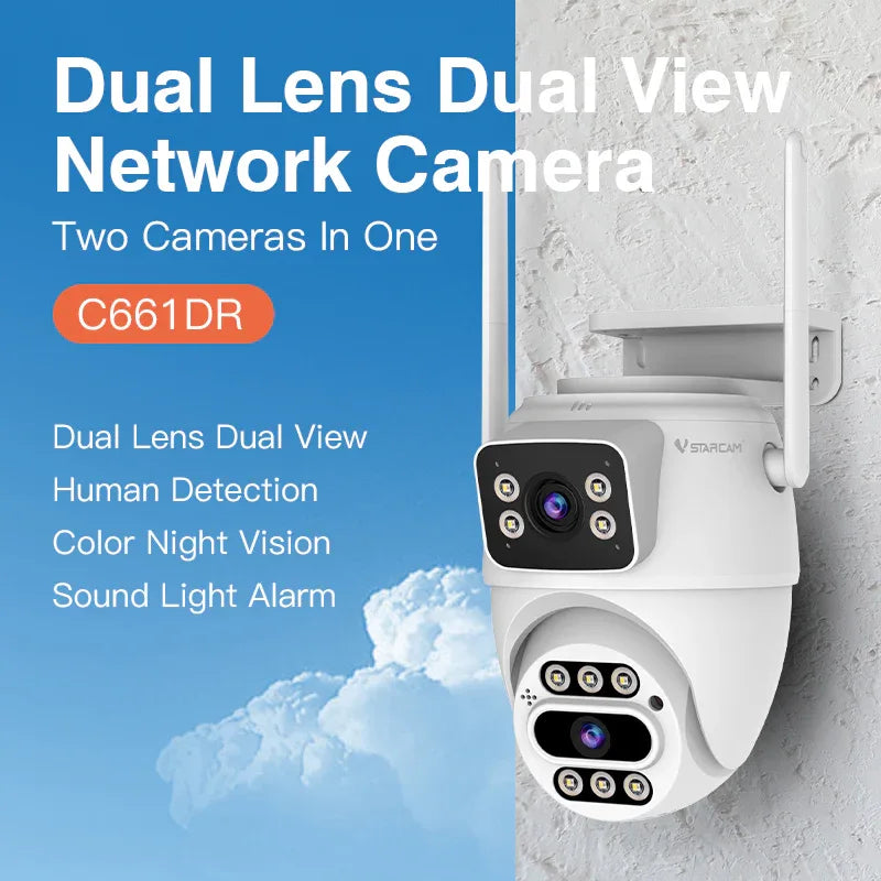 C661DR | Dual-Lens PTZ WiFi Camera - 360° Panorama & Auto Tracking Linkage - Vstarcam