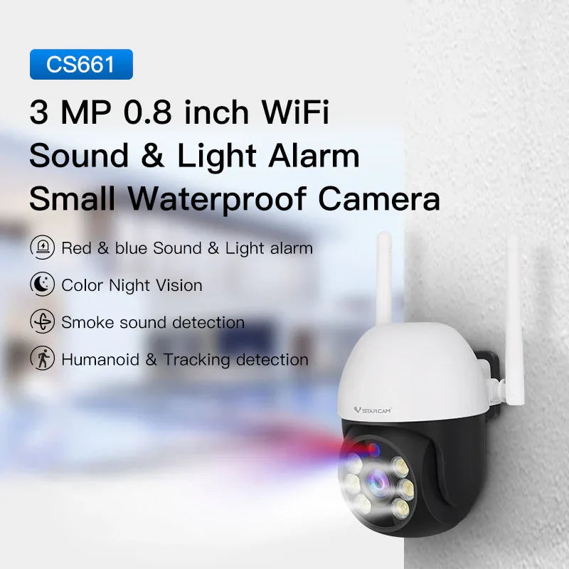 CS661 | 1080P Mini WiFi Outdoor PTZ Camera - Wired Power - Vstarcam