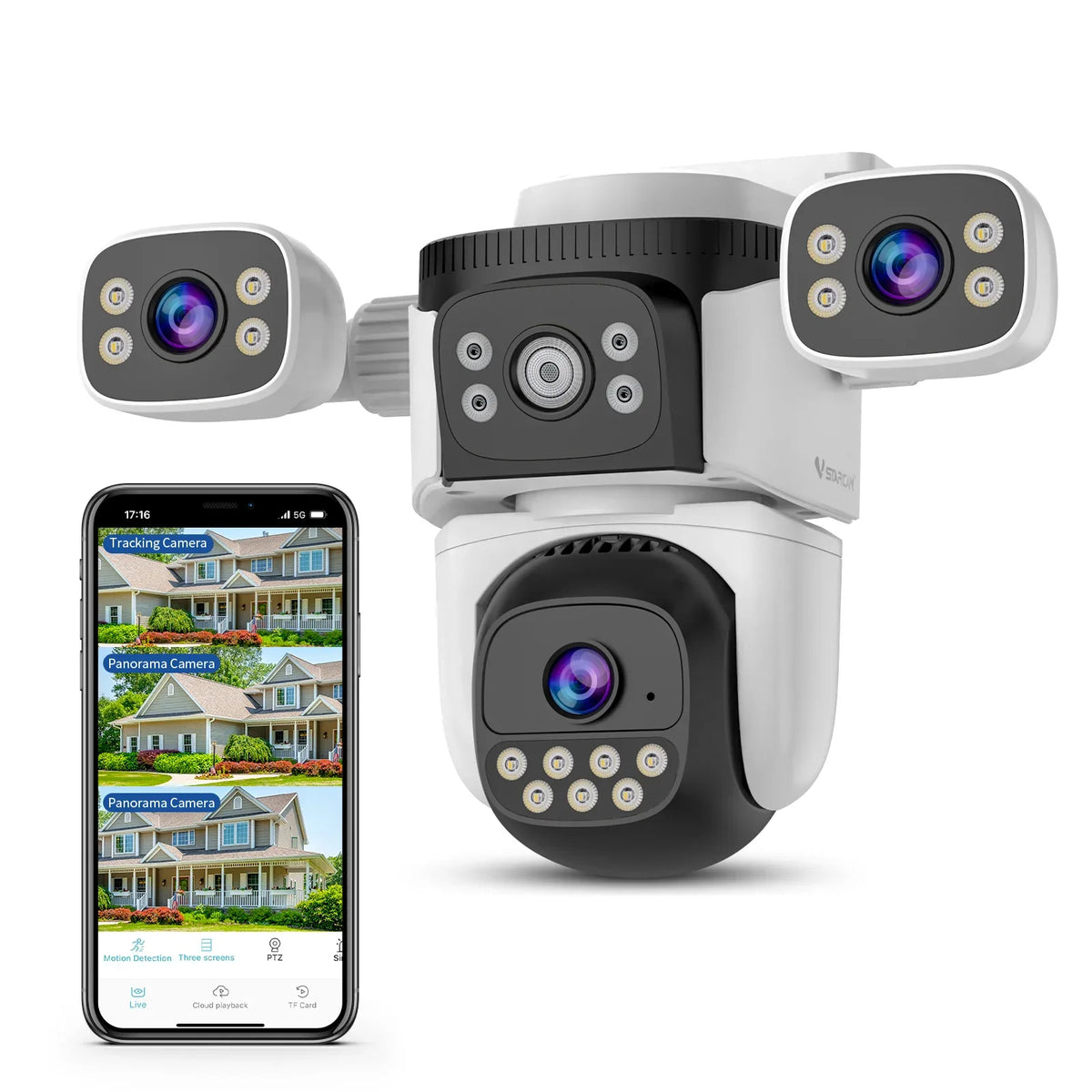 CS621SR | 6MP WiFi - 3-Lens Panoramic & PTZ Outdoor Camera - Vstarcam