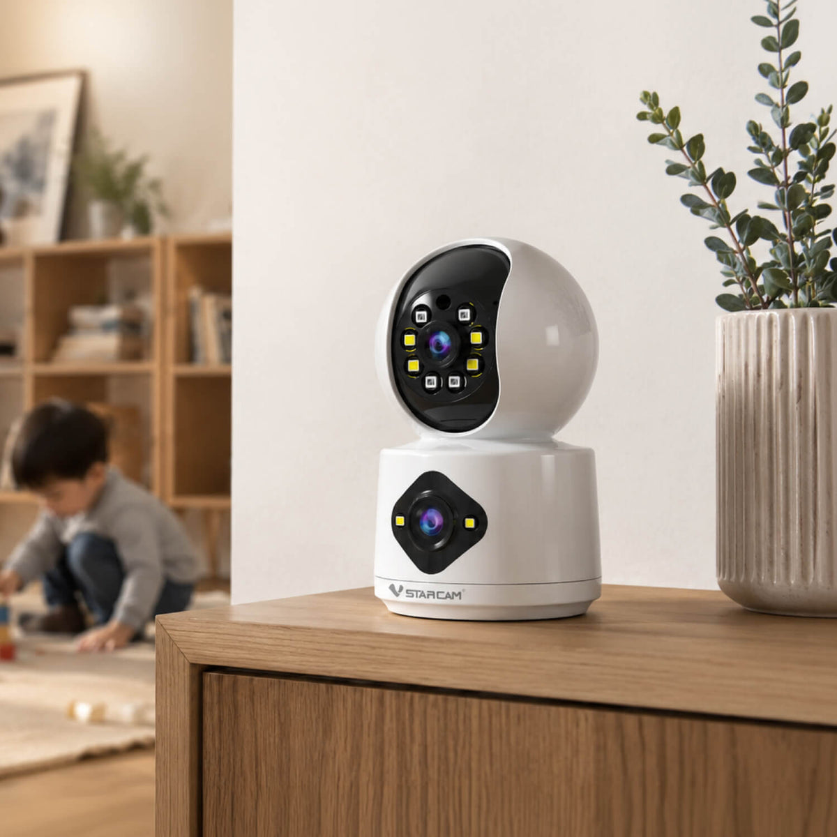 C992DR | Dual Lens WiFi Camera - Split-Screen View, PTZ Tracking & One-Touch Call