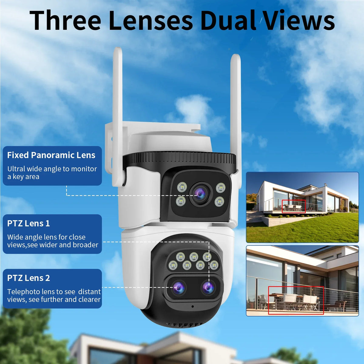 CS621ZR | 1080P WiFi - Three Lens 12mm Zoom Security Camera - Vstarcam