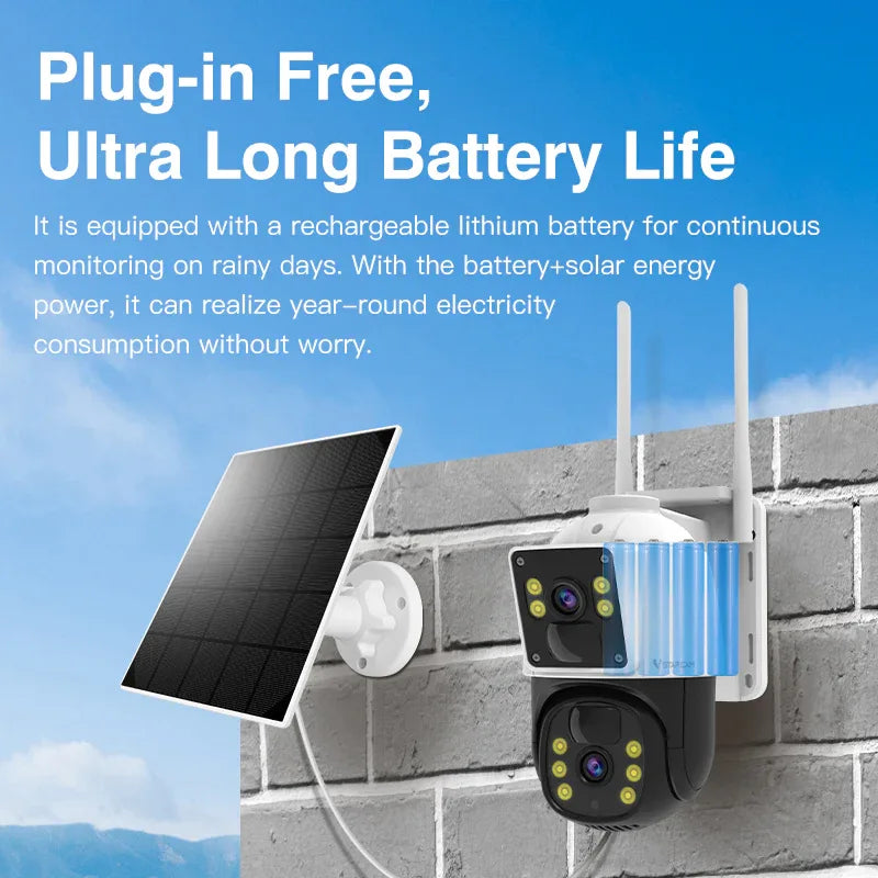 BG66DR | Dual-Lens 4G LTE Solar Camera - 10000mAh Battery & Low Power - Vstarcam