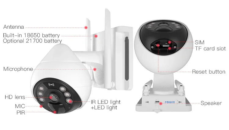 BG69-TZ | 3MP 4G LTE Solar Security Camera - Replaceable Battery & PTZ - Vstarcam