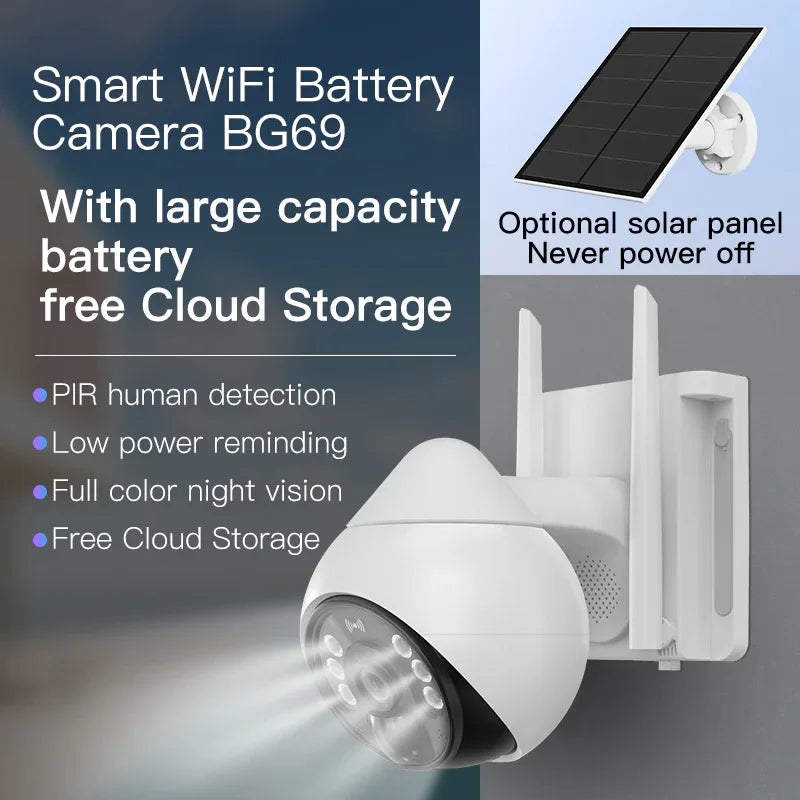 BG69-TZ | 3MP 4G LTE Solar Security Camera - Replaceable Battery & PTZ - Vstarcam