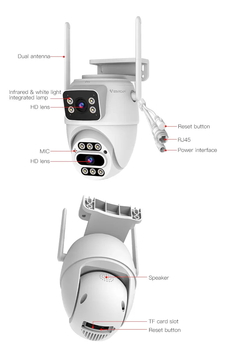 C661DR | Dual-Lens PTZ WiFi Camera - 360° Panorama & Auto Tracking Linkage - Vstarcam