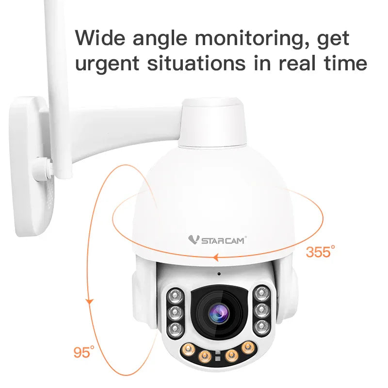 CS65Q-X5 | 4MP PTZ Camera - 5X Optical Zoom, Auto Tracking & Sound/Light Alarm - Vstarcam