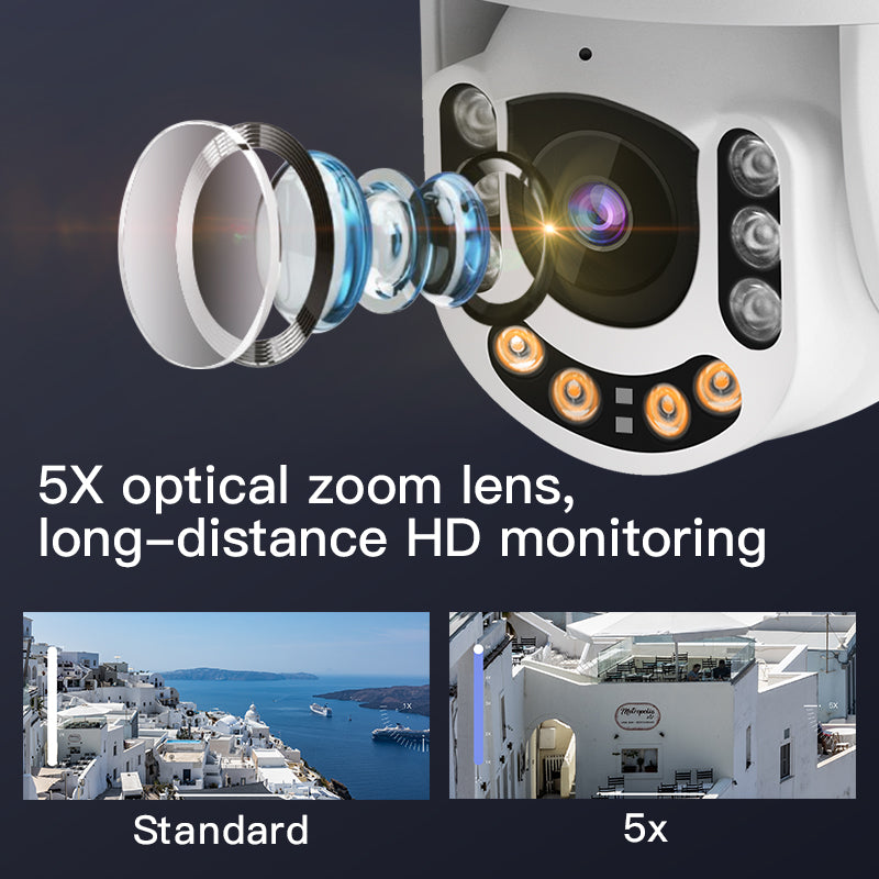 CS65Q-X5 | 4MP PTZ Camera - 5X Optical Zoom, Auto Tracking & Sound/Light Alarm - Vstarcam