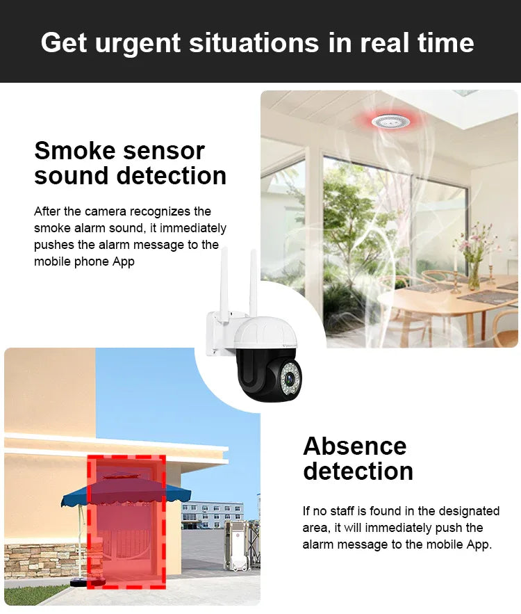 CS662 | 1080P WiFi PTZ Camera - Dual Night Vision & Red Blue Lights Alarm - Vstarcam