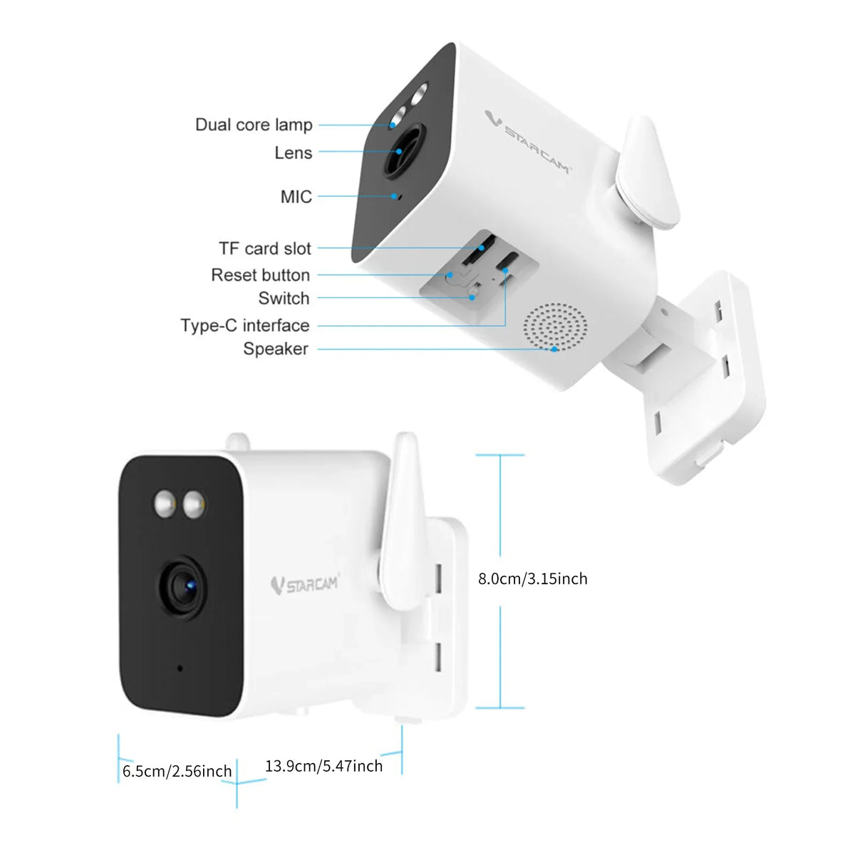 CS5 | 3MP Battery Powered Security Camera - Wire-Free with Night Vision - Vstarcam