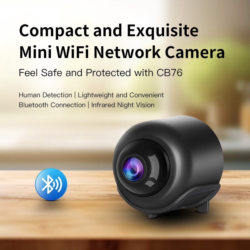 CB76 Ultralight 1296P WiFi Mini Camera with Bluetooth Connection, AI