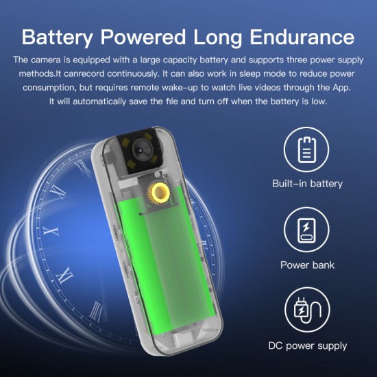 CB77 4G 1500mAh Battery 1296P Portable Camera with Lens 180°